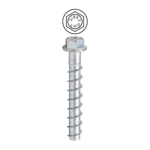 Dottie CSB38300 - 3/8'' x 3'' Hex Head Concrete Screw Bolt, Case Hardened Low Carbon Steel