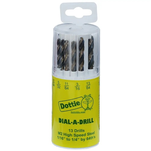 Dottie DB13K - 13 Pc High Speed Dial-A-Drill Kit, M2 High Speed Steel