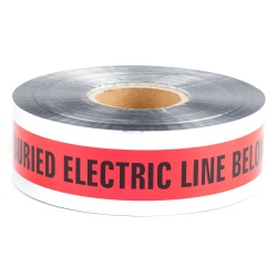 Dottie DU01 - 3'' x 1000' Red Detectable Tape (Caution Buried Electric Line Below), Foil Bonded Polyethylene