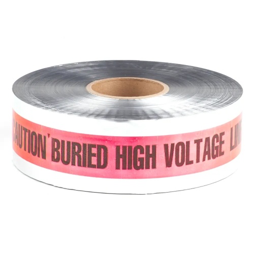 Dottie DU09 - 3'' x 1000' Red Detectable Tape (Caution Buried High Voltage Line Below), Foil Bonded Polyethylene