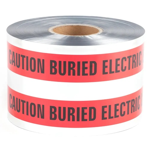 Dottie DU601 - 6'' x 1000' Red Detectable Tape (Caution Buried Electric Line Below), Foil Bonded Polyethylene