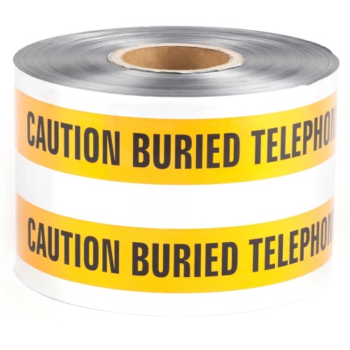 Dottie DU605 - 6'' x 1000' Orange Detectable Tape (Caution Buried Telephone Line Below), Foil Bonded Polyethylene