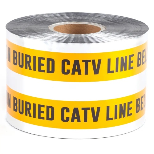 Dottie DU608 - 6'' x 1000' Orange Detectable Tape (Caution Buried CATV Line Below), Foil Bonded Polyethylene