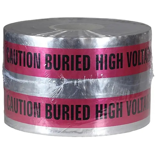 Dottie DU609 - 6'' x 1000' Red Detectable Tape (Caution Buried High Voltage Line Below), Foil Bonded Polyethylene