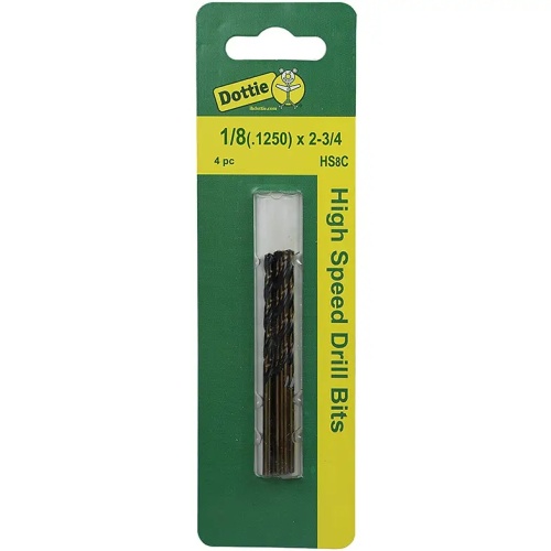 Dottie HS8C - 1/8'' High Speed Steel Drill (Carded), M2 High Speed Steel