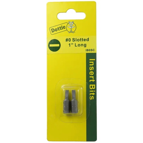 Dottie IB0SC - #0 x 1'' Slotted Insert Bit (Carded)