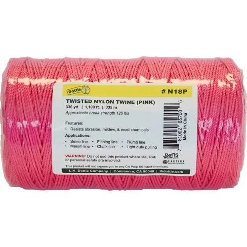 Dottie N18P - 1100' Pink Twisted Nylon Twine, Nylon