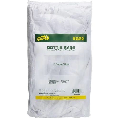 Dottie RGZ2 - 2 lb Bag New White Knit Rags, Cotton