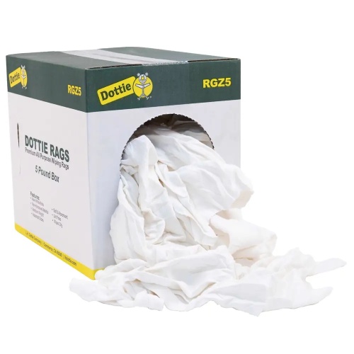 Dottie RGZ5 - 5 lb Box New White Knit Rags, Cotton