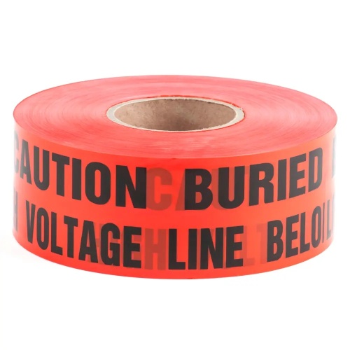 Dottie UT12D - 3'' x 1000' Red Underground Warning Tape (Caution Buried High Voltage Line Below), Polyethylene