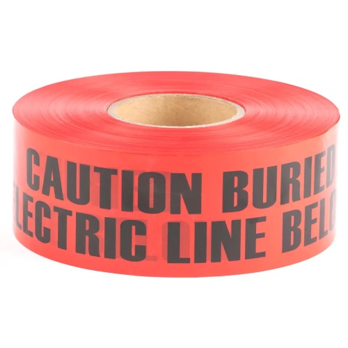 Dottie UT8D - 3'' x 1000' Red Underground Tape (Caution Buried Electric Line Below), Polyethylene