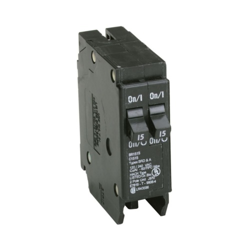 Eaton BR1515 Thermal Magnetic Circuit Breaker, 240 Max Volt, 15 Amp, Single Pole