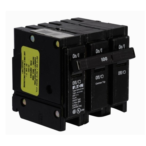 Eaton BRH3100 Thermal Magnetic Circuit Breaker - 240 Max Volt 100 Amp