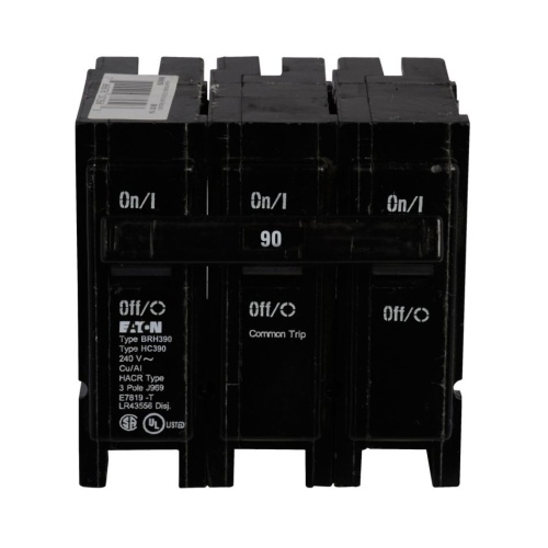 Eaton BRH390 Thermal Magnetic Circuit Breaker - 240 Max Volt 90 Amp
