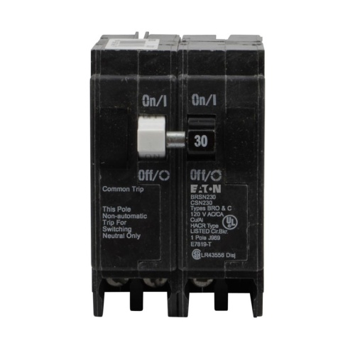Eaton BRSN230 Thermal Magnetic Circuit Breaker - 120 Max Volt 30 Amp