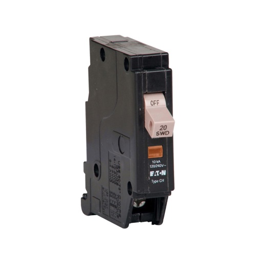 Eaton CHF120 Thermal Magnetic Circuit Breaker, 240 Max Volt, 20 Amp, Single Pole