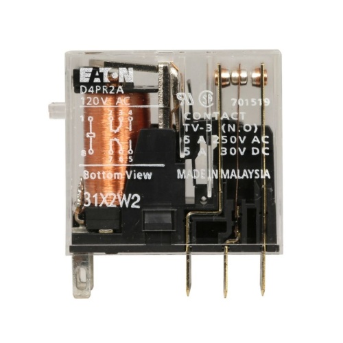 Eaton D4PR2R1 Plug-In-Electromagnetic - 2PDT, 12 Volt Coil, 5 Amp