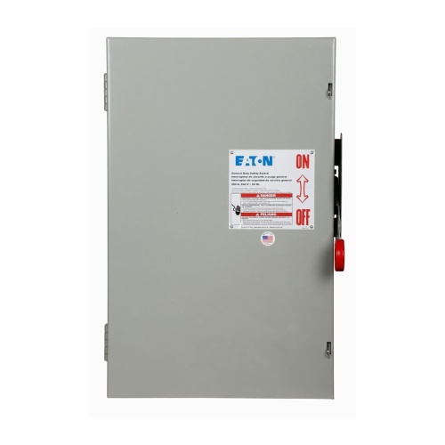 Eaton DG224NGK General Duty Safety Switch - 200 Amp, NEMA 1, Two Pole, Painted Steel, 240 VAC, Three Wire