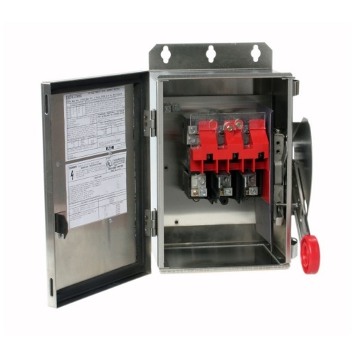 Eaton DH261UWK316 Heavy Duty Safety Switch - 30 Amp, NEMA 4X, Two Pole, 316 Stainless Steel, 600 VAC