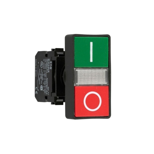 Eaton E22DB1A21 Pushbutton, E22 Series, 22.5 mm, Green, Red