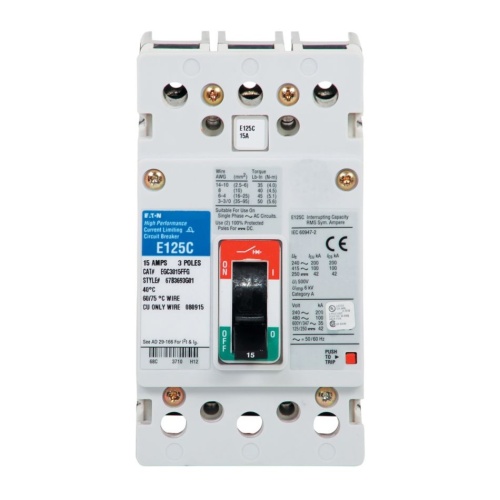 Eaton EGE3035FFG Molded Case Circuit Breaker, G Series, 347 Max Volt, 35 Amp, Three Pole