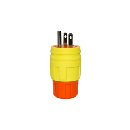 Ericson 1510-PW6P-AM Antimicrobial, Watertight Plug - Yellow, IP69K, 15 Amp, 125 Volt