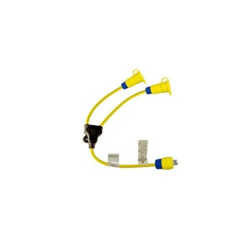 Ericson 2634-J1 Perma-Tite Y-Splitter Cordset - 3 ft, 12/4 AWG, 20 Amp, Yellow