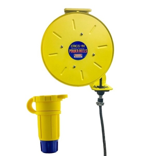 Ericson 4123-30SO-1612CW6P Pow-R-Reel Industrial Grade Cable Reel - 30 ft, 12 AWG, 20 Amp, 125 Volt, Yellow