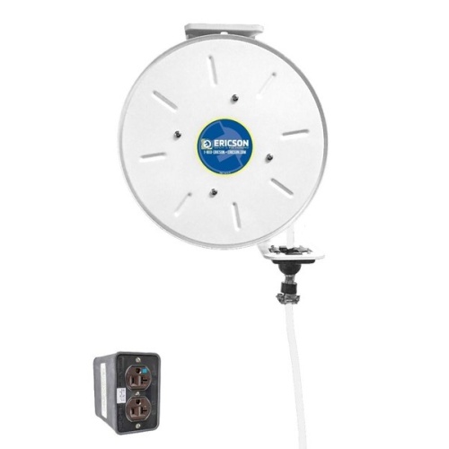 Ericson 4123-50-B20-WW Pow-R-Reel Industrial Grade Cable Reel - 50 ft, 12 AWG, 20 Amp, 125 Volt, White