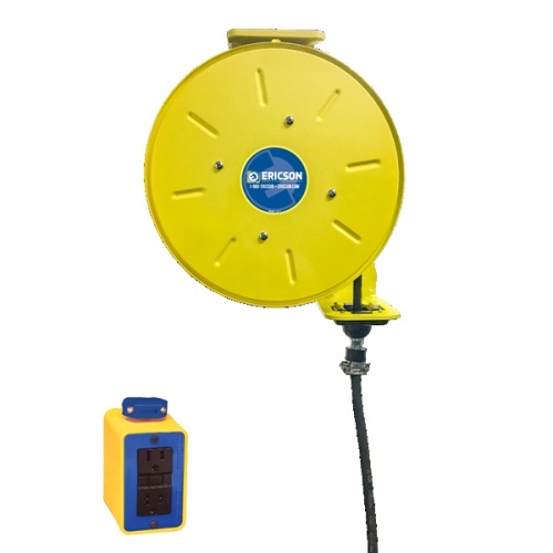 Ericson 4143-30-BG Pow-R-Reel Industrial Grade Cable Reel - 30 ft, 14 AWG, 15 Amp, 125 Volt, Yellow