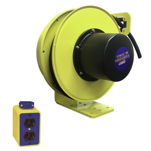 Ericson 5103-30-B Pow-R-Reel Industrial Grade Cable Reel - 30 ft, 10 AWG, 15 Amp, 600 Volt, Yellow