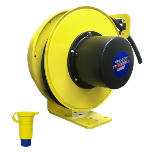 Ericson 5123-50-1612CW6P Pow-R-Reel Industrial Grade Cable Reel - 50 ft, 12 AWG, 20 Amp, 125 Volt, Yellow