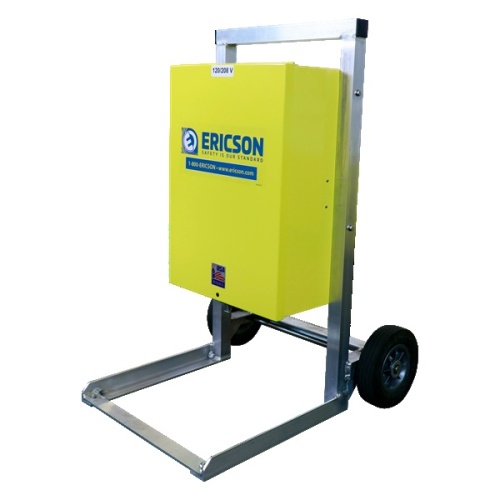 Ericson BE1-CAMCL1120 Power Distribution Cart - Single Phase, 120/240V Input-120/240V Output, NEMA 3R, Yellow