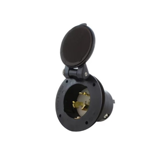 Ericson CS6375-F Commercial Grade Inlet w/ Flip - Black, 50 Amp, 125 Volt, 250 Volt