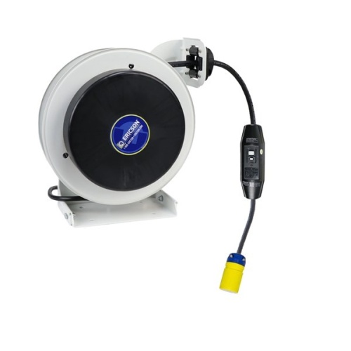 Ericson F3123-35-L520G Light Industrial Grade Cable Reel - 35 ft, 12 AWG, 20 Amp, 125 Volt, White/Black