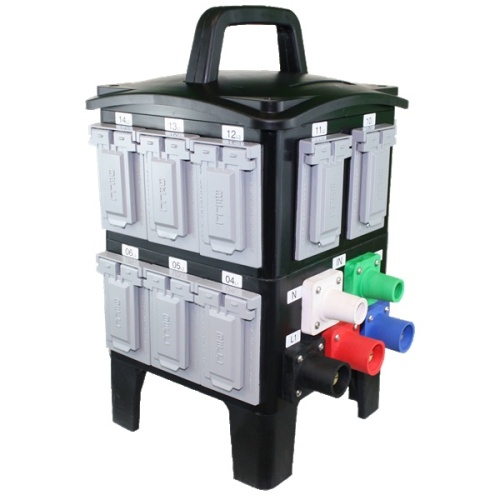 Ericson NM3-I60DL3140 Compact Distribution Unit - Three Phase, 120/208V Input-120V Output, NEMA 3R, Black