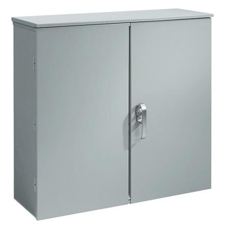 nVent Hoffman A404014CTDP Hinged Double-Door with Three-Point Latch and Wood Panel