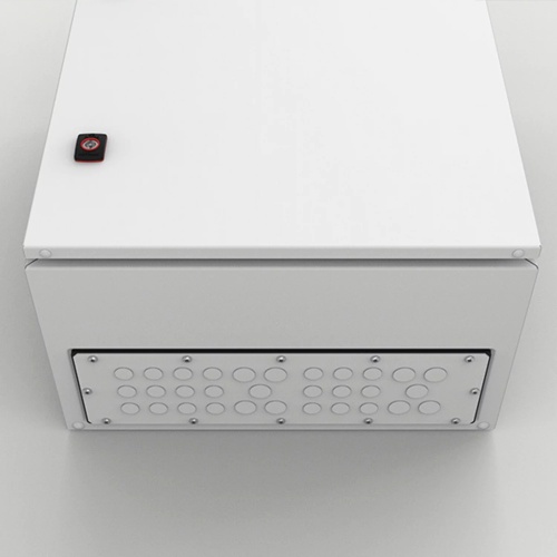 nVent Hoffman AFK21R5 Gland plate with knockouts, AFK, 342x128x3mm, Light Gray, Mild Steel