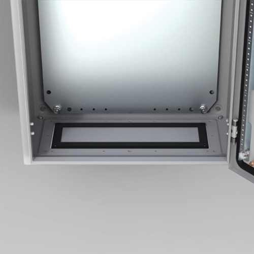 nVent Hoffman AFV04R5 Ventilated gland plate with Filter, AFV, 128x542x12mm, Light Gray, Mild Steel