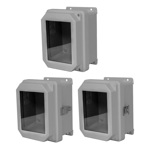 nVent Hoffman RVJB1412NHWLL2 RVJB Raised Cover with Bonded Window Type 4X, 15.32x13.32x6.60, Lt Gray, Fiberglass, NHWLL