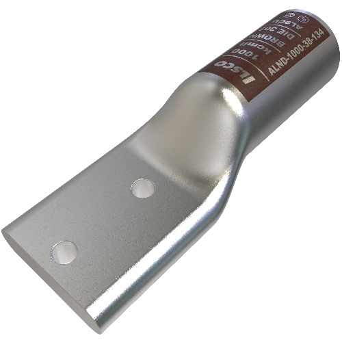 Ilsco ALND-1000-38-134 Compression Lug - Aluminum, 1000 MCM, Stranded, 35 kV, 3/8", Silver