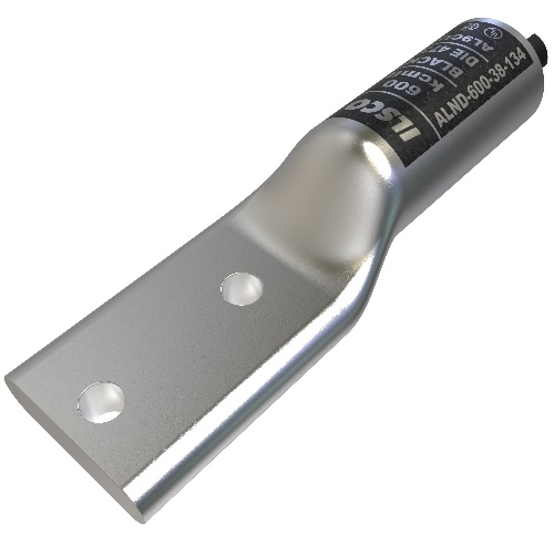 Ilsco ALND-600-38-134 Compression Lug - Aluminum, 600 MCM, Stranded, 35 kV, 3/8", Silver