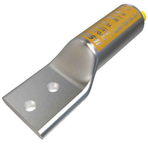 Ilsco ALND-700/750-38-1 Compression Lug - Aluminum, 750-700 MCM, Stranded, 35 kV, 3/8", Silver