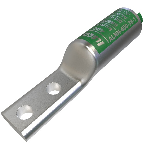 Ilsco ALNN-400-38-1 Compression Lug - Aluminum, 400 MCM, Stranded, 35 kV, 3/8", Silver
