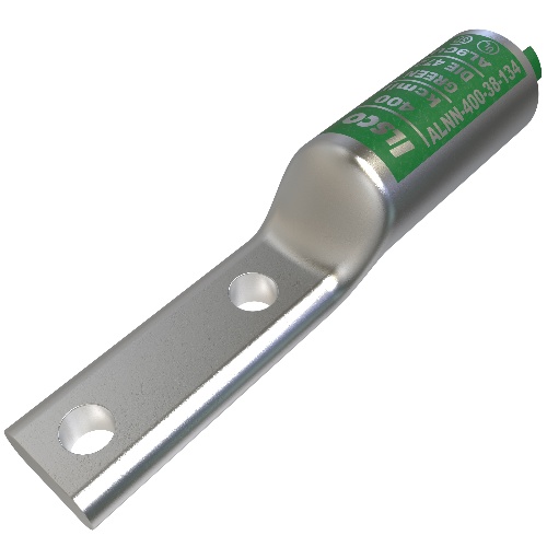 Ilsco ALNN-400-38-134 Compression Lug - Aluminum, 400 MCM, Stranded, 35 kV, 3/8", Silver