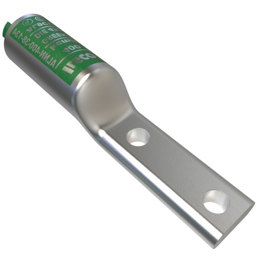 Ilsco ALNN-400-38-134 Compression Lug - Aluminum, 400 MCM, Stranded, 35 kV, 3/8", Silver