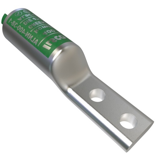 Ilsco ALNN-400-38-1 Compression Lug - Aluminum, 400 MCM, Stranded, 35 kV, 3/8", Silver