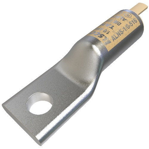 Ilsco ALNS-1/0-516 Compression Lug - Aluminum, 1/0 AWG, Stranded, 35 kV, 5/16", Silver