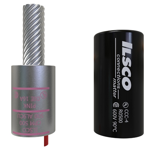 Ilsco CPM-500 Pigtail Adaptor - Copper, 500 MCM, Stranded, 600 V, Silver