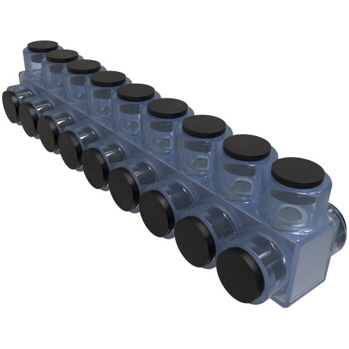 Ilsco ECTD-9-750 Multi-Tap Connector - Aluminum, 750-250 MCM, Stranded, 600 V, Clear